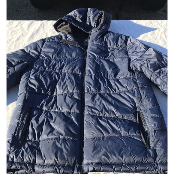 Spyder Men's Nexus Puffer Quilted Down Jacket Coat Navy Blue Black XL L - Picture 1 of 16